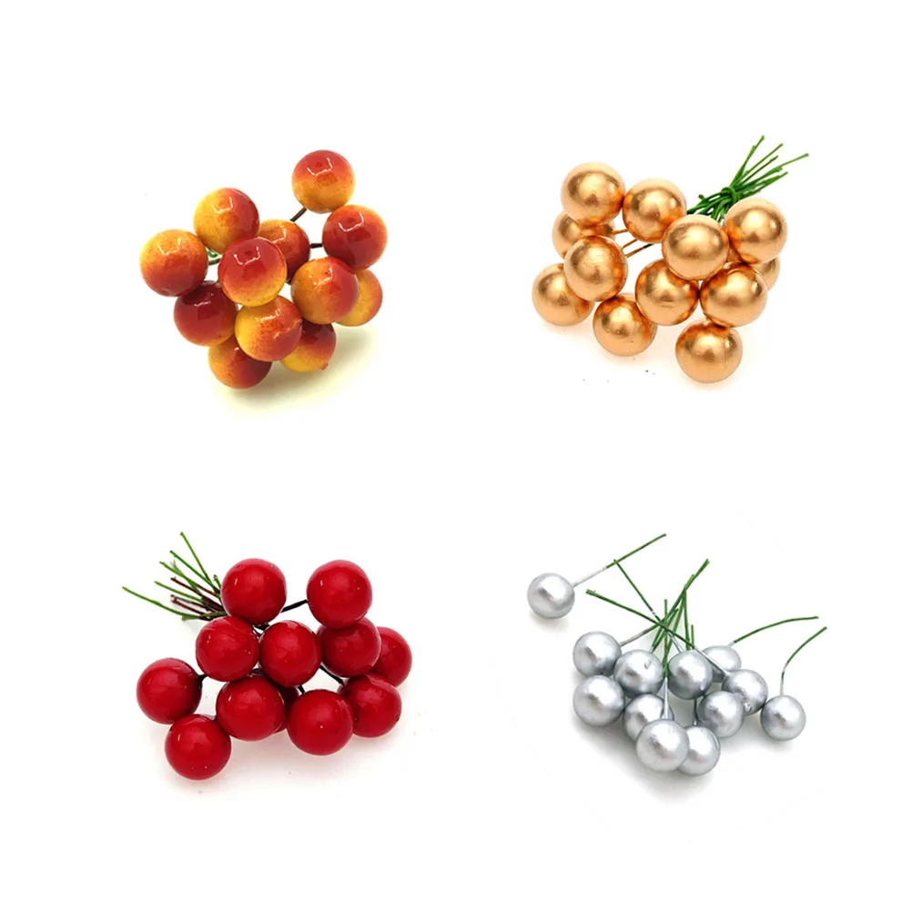 

Artificial Lifelike Fruit Fake Cherries for Home Kitchen Vase Party Christmas Simulation Berries Bright Color Premium Material