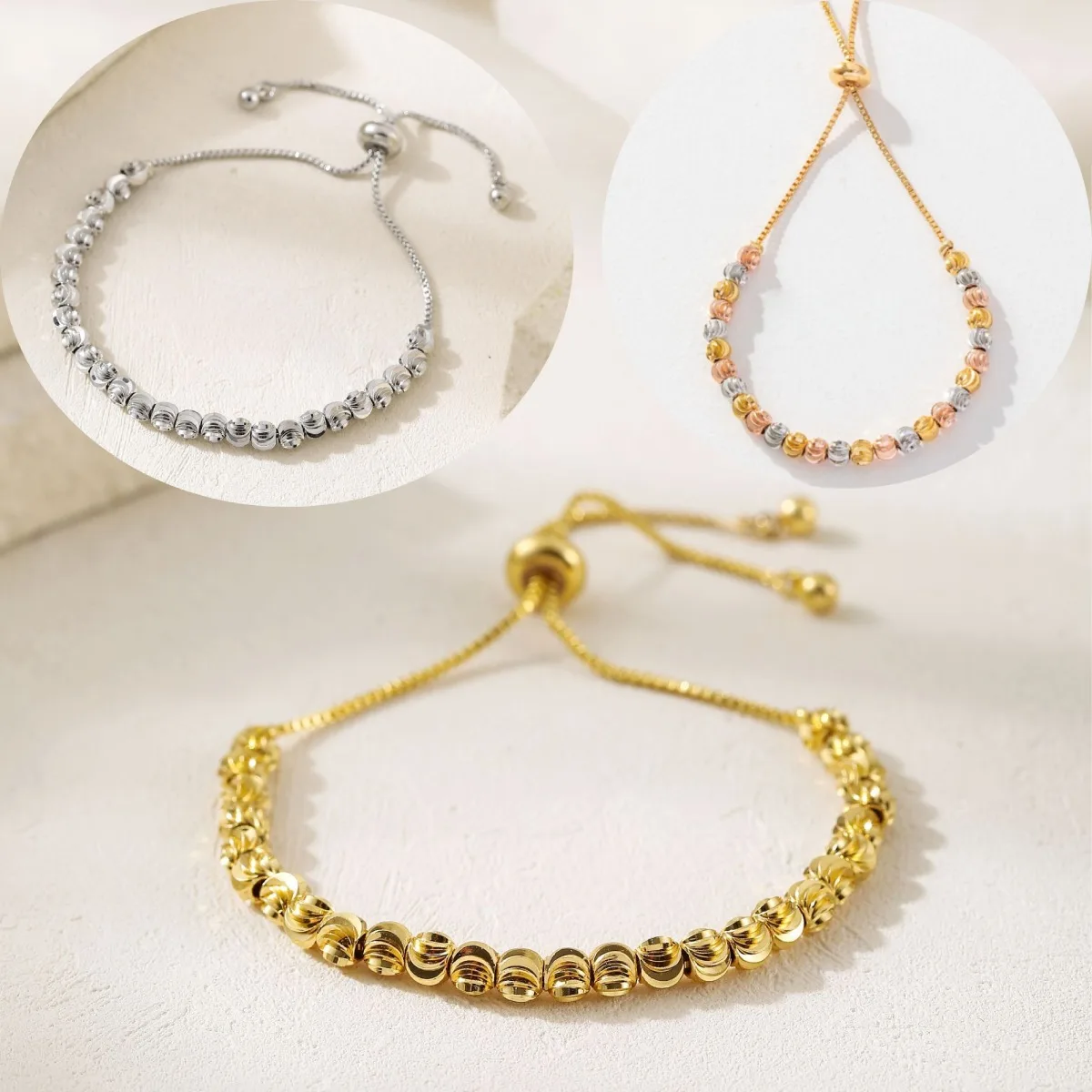Luxury Gold Color Adjustable Bracelet - Stainless Steel Jewelry for Women, Hypoallergenic Bangles Accessories 3 Color Options