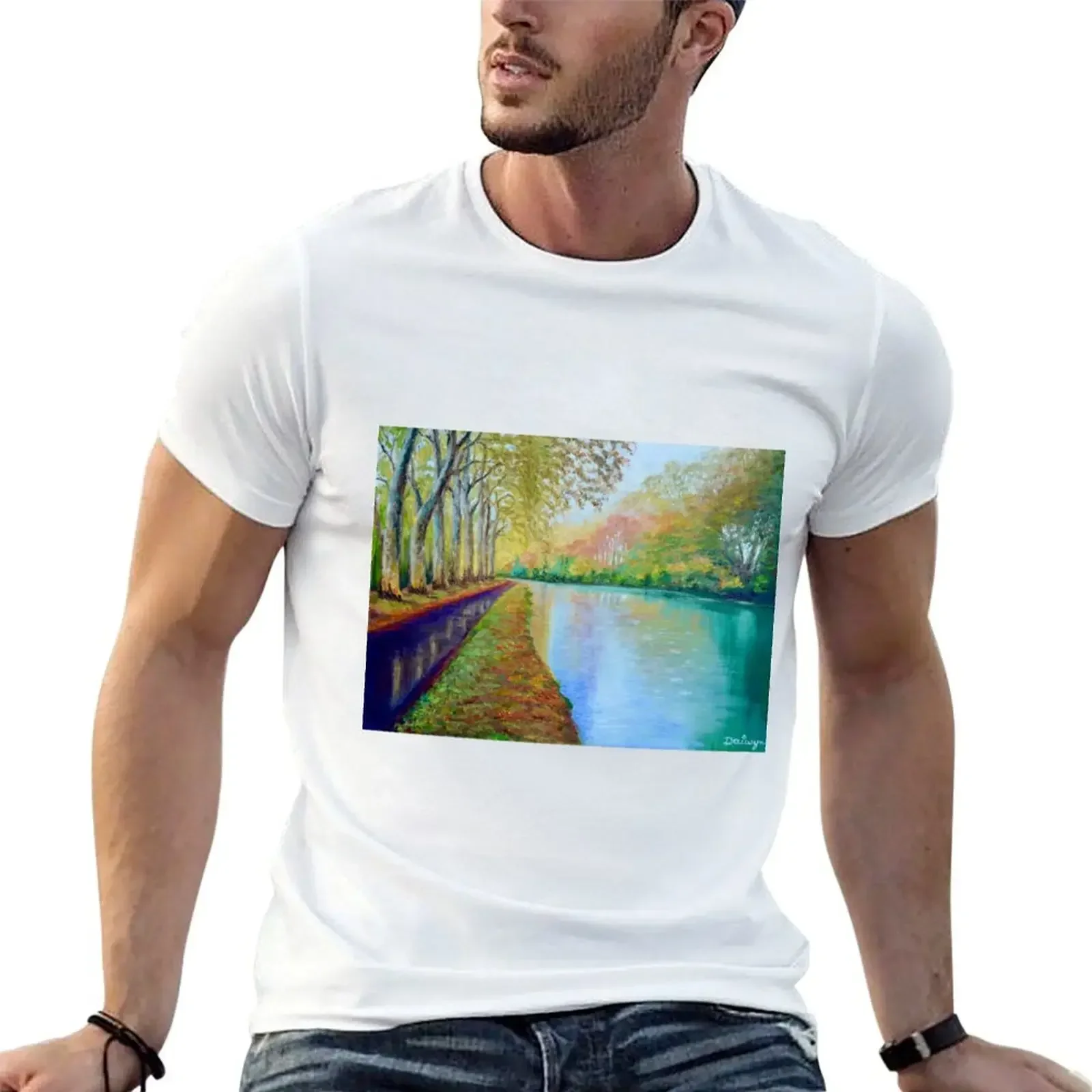 Canal du Midi at Castanet, Languedoc, France T-Shirt graphics Short sleeve tee anime t shirts mens graphic t-shirts pack