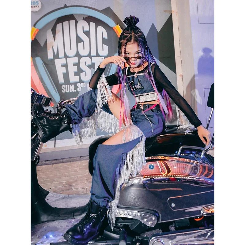 

ZZL Children Jazz Dance Fashionable Suit K-pop Stage Outfit Urban Dance Girl Costume Cool Clothes for Girls Hip-hop Wear