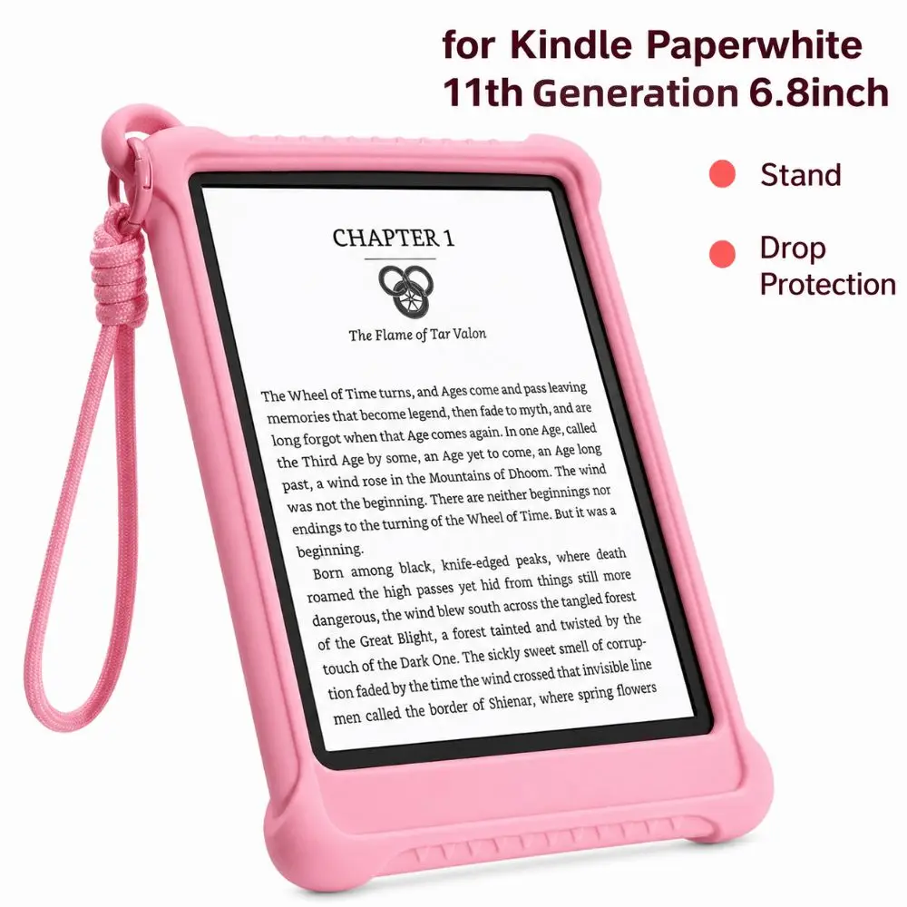 Silicone e-Reader Case Kickstand Shockproof Cover Wear Resistant for Kindle Paperwhite 5 (11th Generation) 2021 6.8 inch