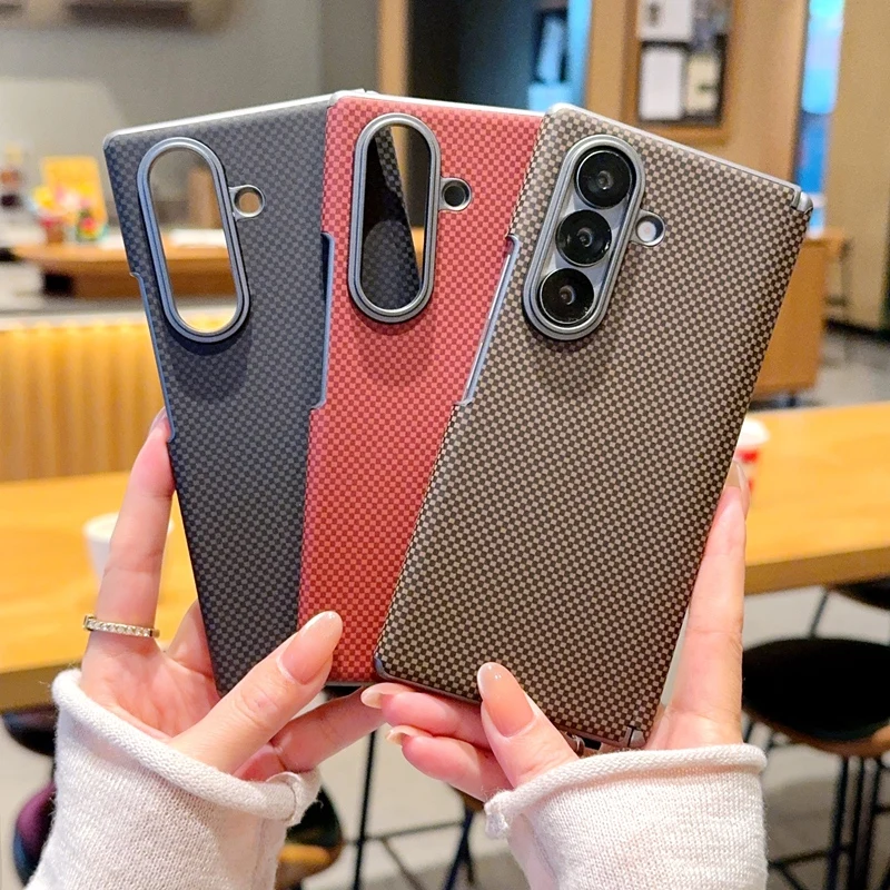 For Samsung Galaxy W25 Dual Central Axis Grid Built-in Magnetic Folding Anti-Fingerprint Phone Case