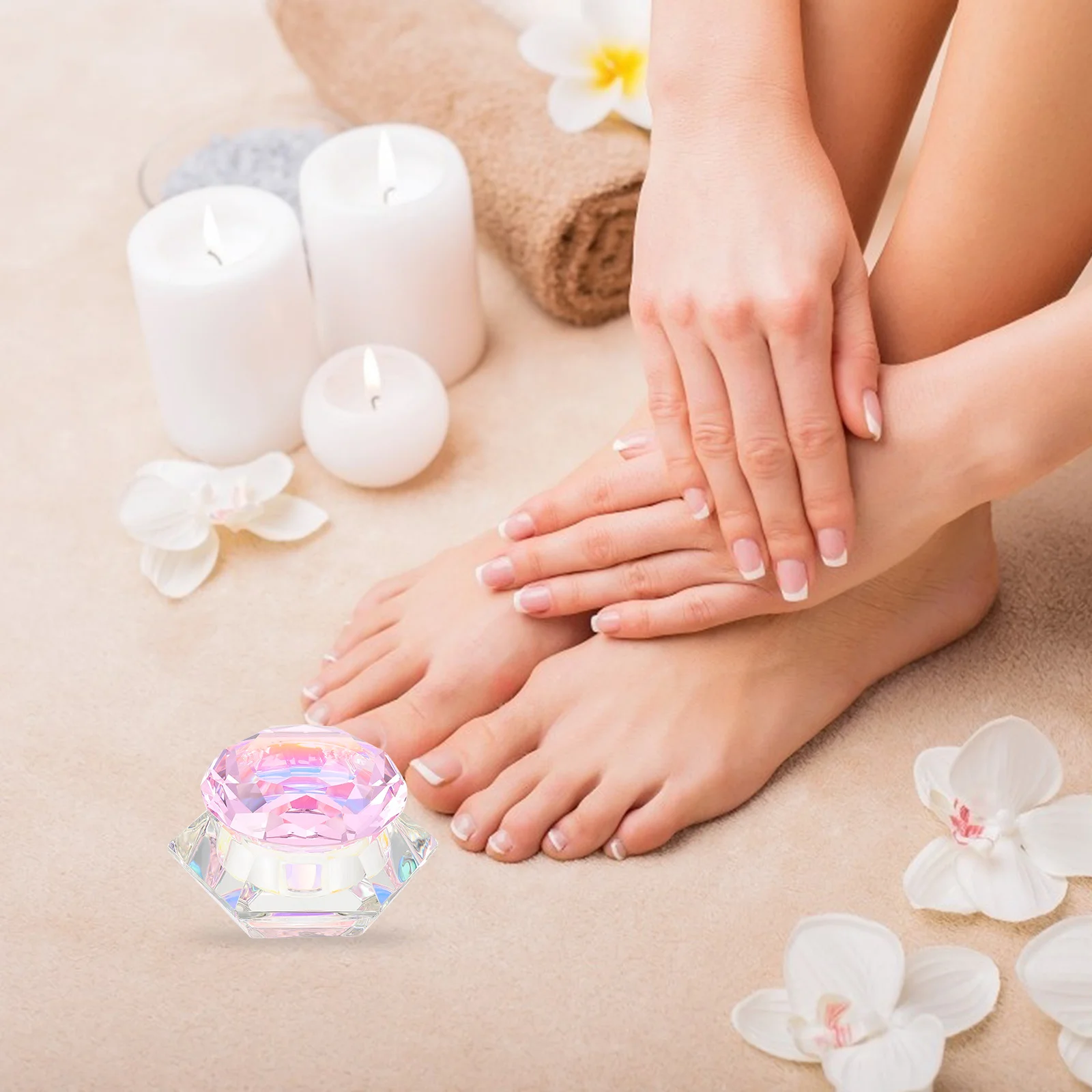 Crystal Lotus Nail Art Dish Clear Glass Container For Acrylic Liquid Powder Manicure Tool Refillable Durable Bowl