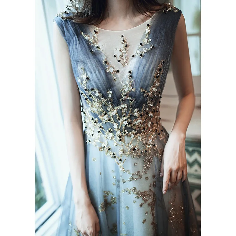 Customized Advanced Evening Dress, Women's Banquet, Piano Art Exam,  Niche, High End Champagne Color, French Style, Host Dress