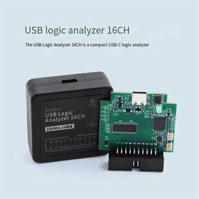 Super Deal -USB-C Interface Compact Logic Analyzer 16CH, RP2350A Microcontroller, 16CH Digital Signal Synchronous Acquisition