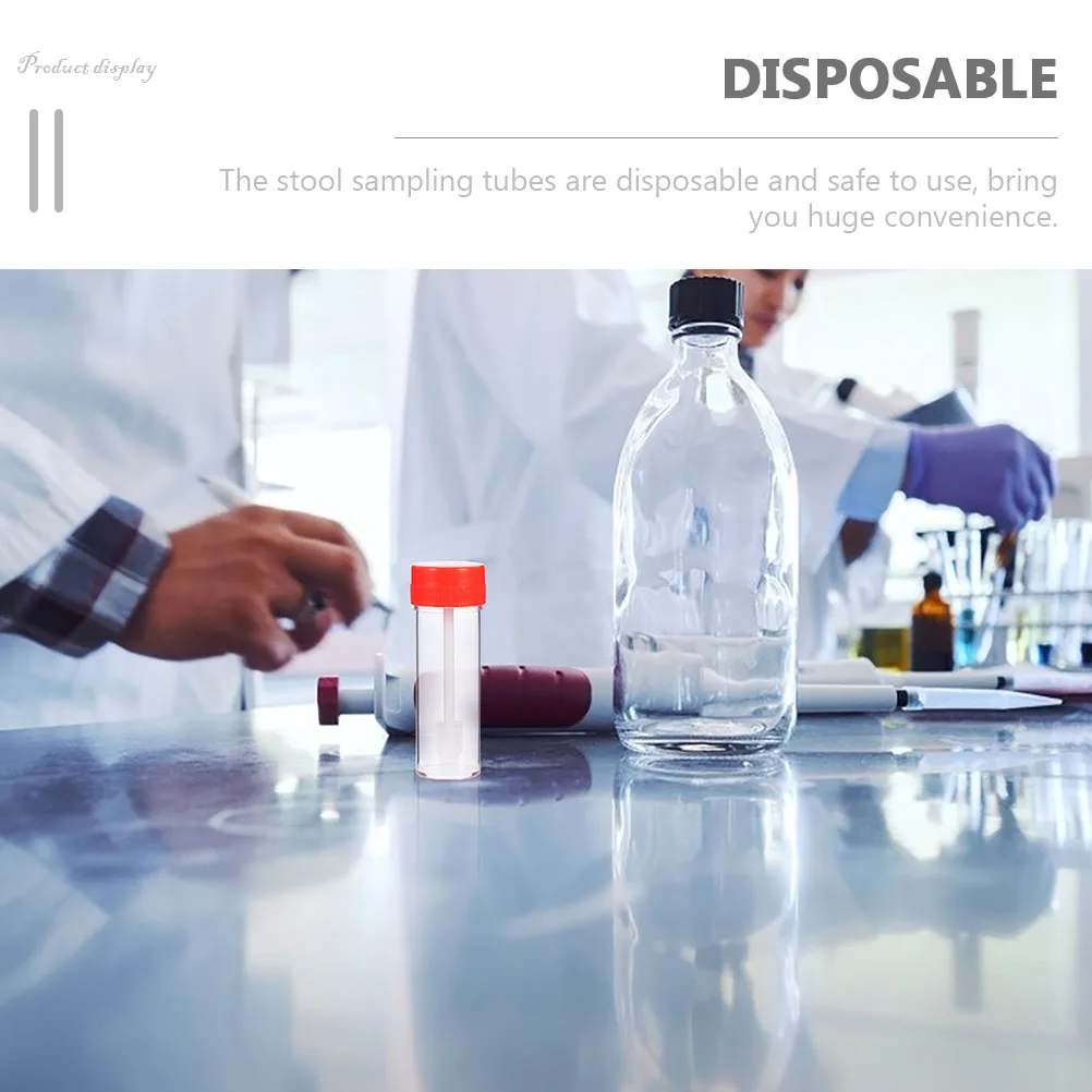 

12pcs Stool Sampling Disposable Plastic Storage Tubes Specimen Containers Testing Tubes Spiral Cap Collection Kit