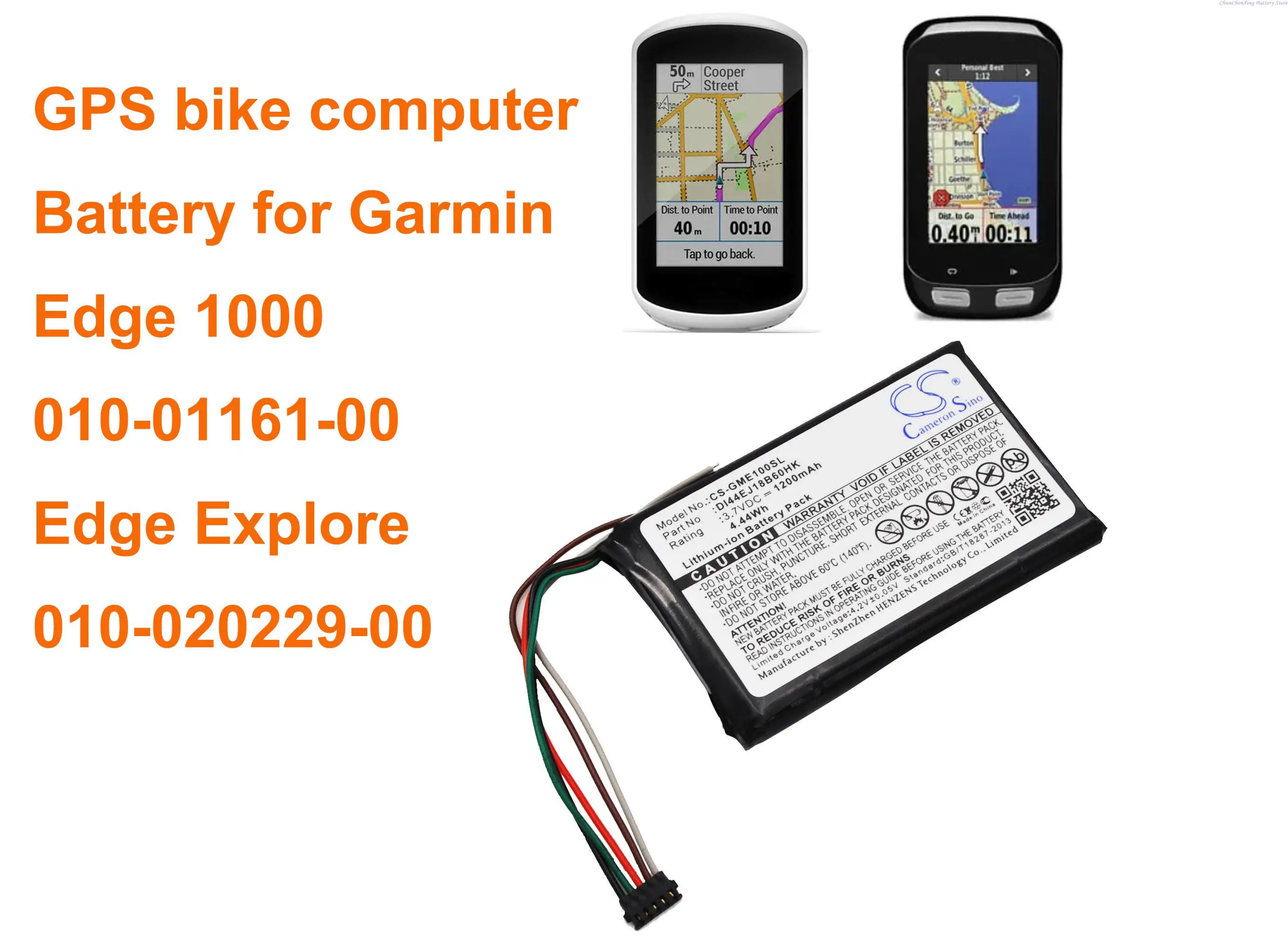 Cameron Sino 1200MAh GPS Navigator แบตเตอรี่สำหรับ Garmin 010-01161-00, Edge 1000