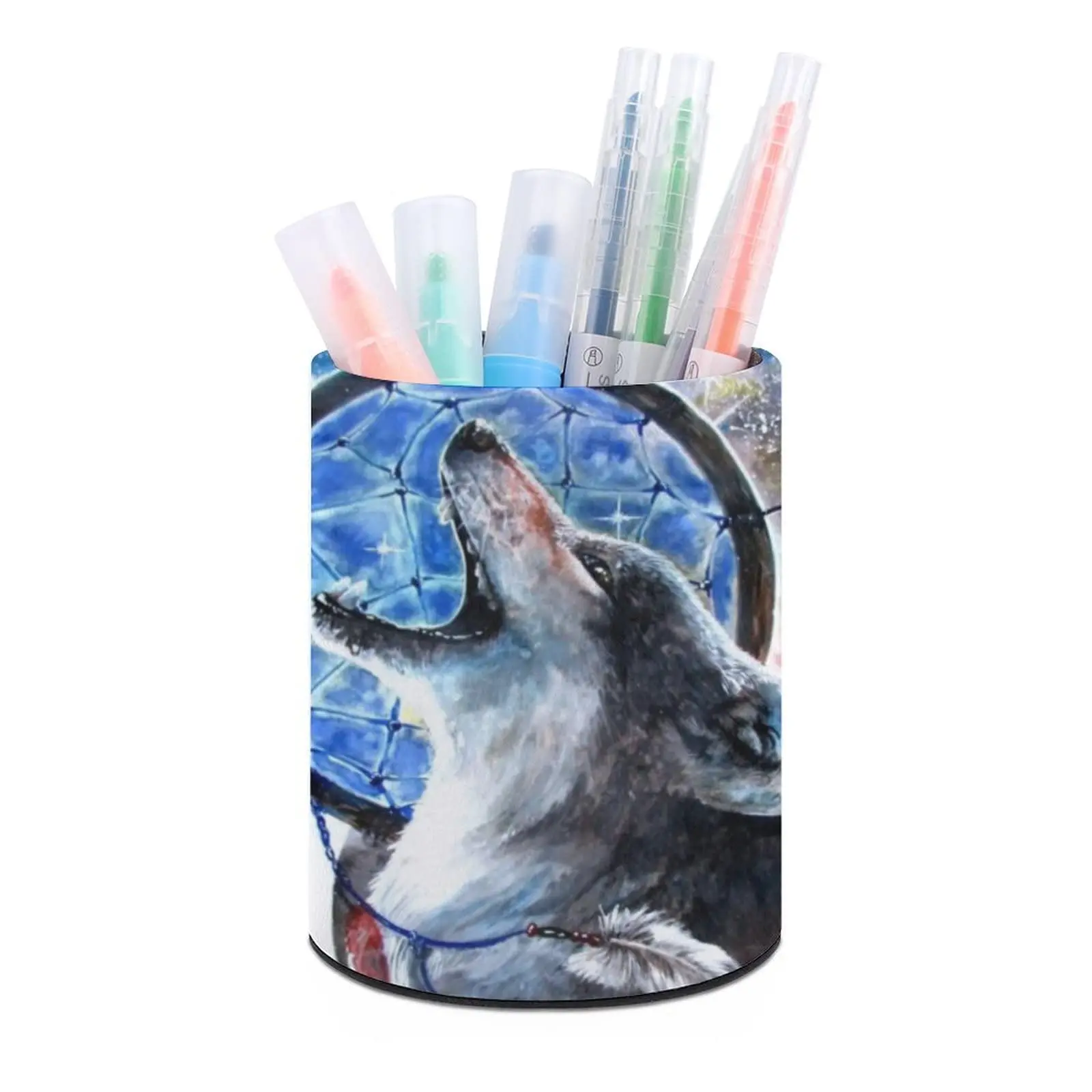 Imagem -02 - Wolf Pen Pot Desktop Pencil Holder Maquiagem Pincéis de Armazenamento Organizador Papelaria Material de Escritório para Meninas Adolescentes e Mulheres