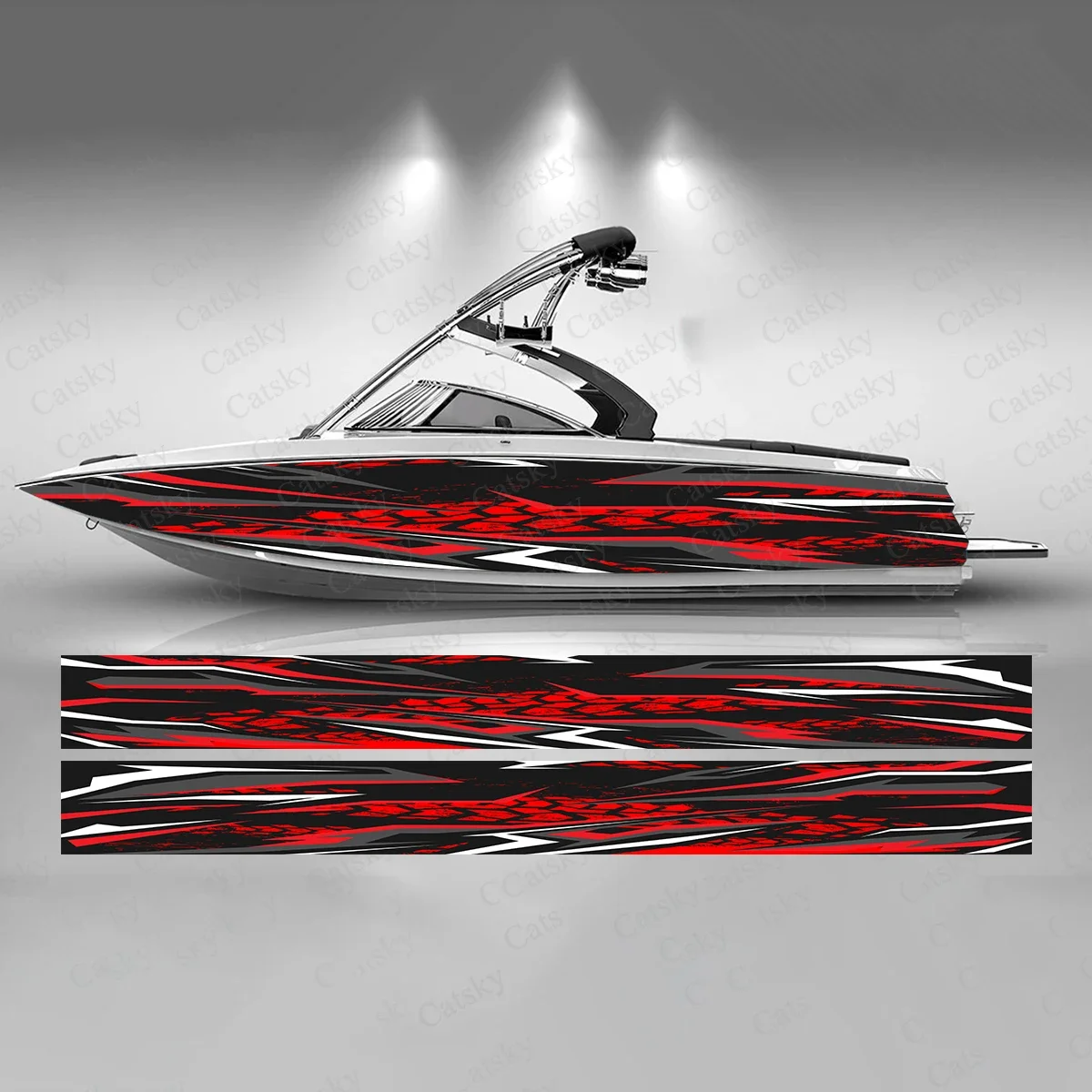 Colorful Sharp Lines Beautiful Boat Sticker Fashion Custom Fish Boat-Sticker Vinyl Waterproof Boat Wrap Graphic Boat Wrap Decal