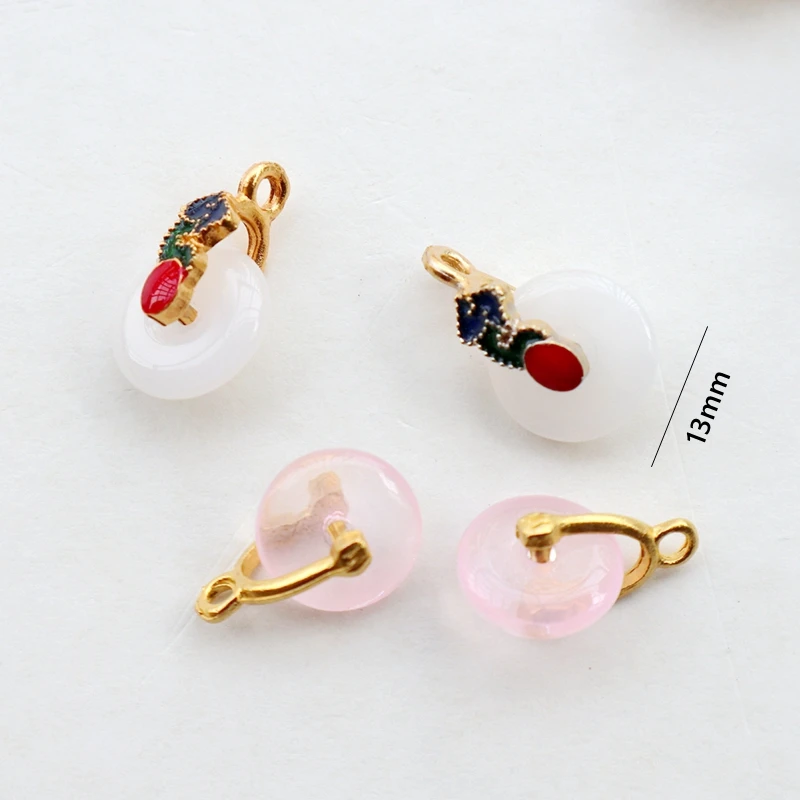 20PCS Glass Alloy Pendant Bell Orchid Lucky Talisman Smooth Transparent Shiny Charm Handmade Jewelry Accessory Decoration Dangle
