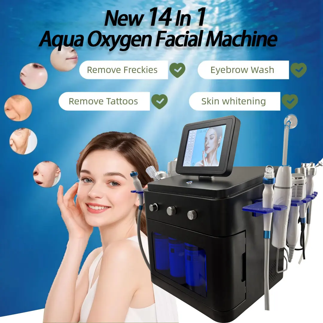 14 in 1 water oxygen jet skin care water light skin beauty instrument salon facial care instrument New desktop SPA