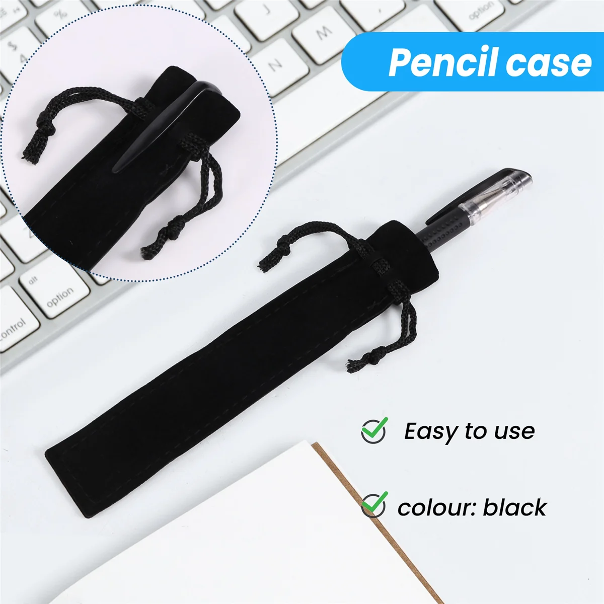 

UNCL 200 шт. черный бархатный чехол для ручек, держатель на рукаве, сумка для одной ручки, сумка для карандашей