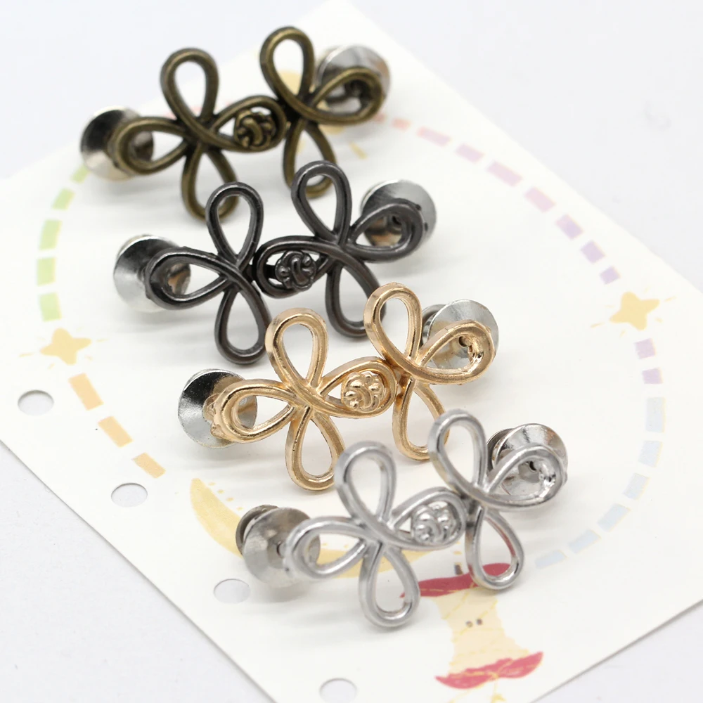 1/2Set Reusable Flower Waist Button Fastener Adjustable Metal Jeans Buttons Detachable Seamless Button for Pants Skirts