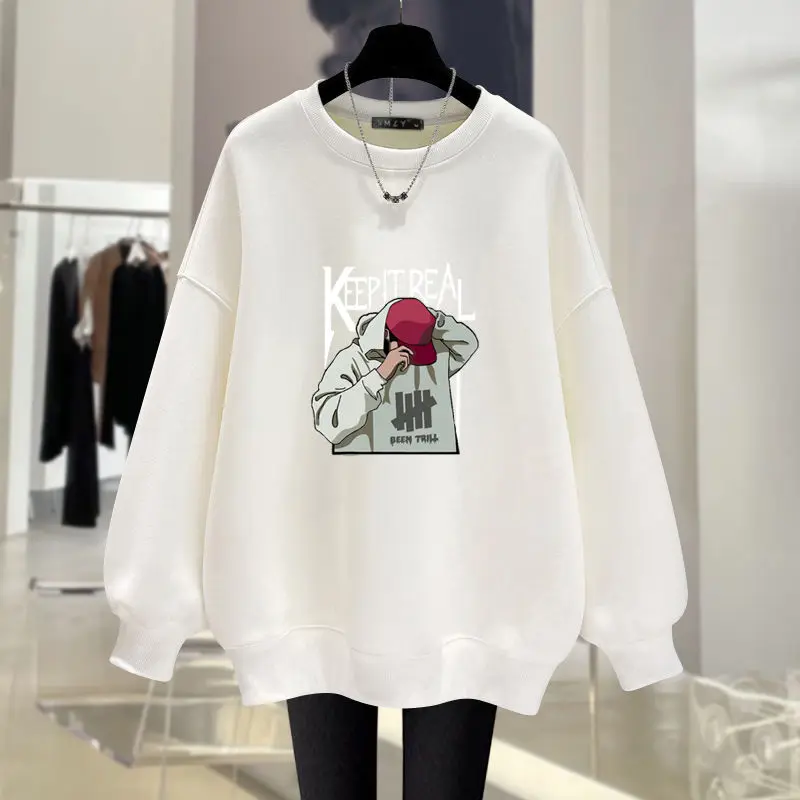 Frauen Kleidung Vintage Y2k Punk Langarm Sweatshirts Mode Cartoon gedruckt Top Pullover Herbst lässig lose Baumwolle Hoodies