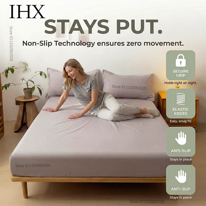 IHX Solid Color Cotton Fitted Sheet,Ultra-Soft Sateen Weave for Cozy Nights - Hypoallergenic and Easy Care Bedding Custom Size