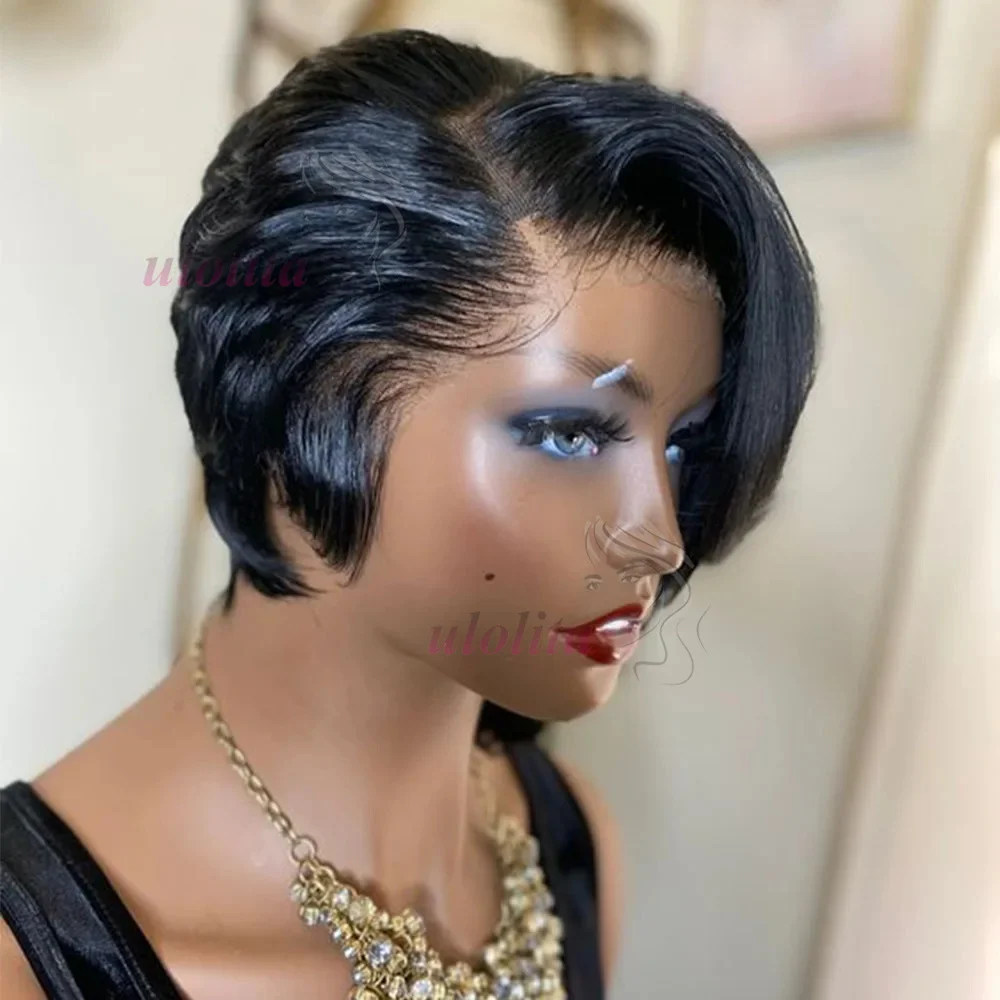 

Pixie Cut Wig Transparent Lace Human Hair Wigs For Women Straight Short Bob Wig 13X4 Lace Wig Prepluck Brazilian Remy Hair Wigs