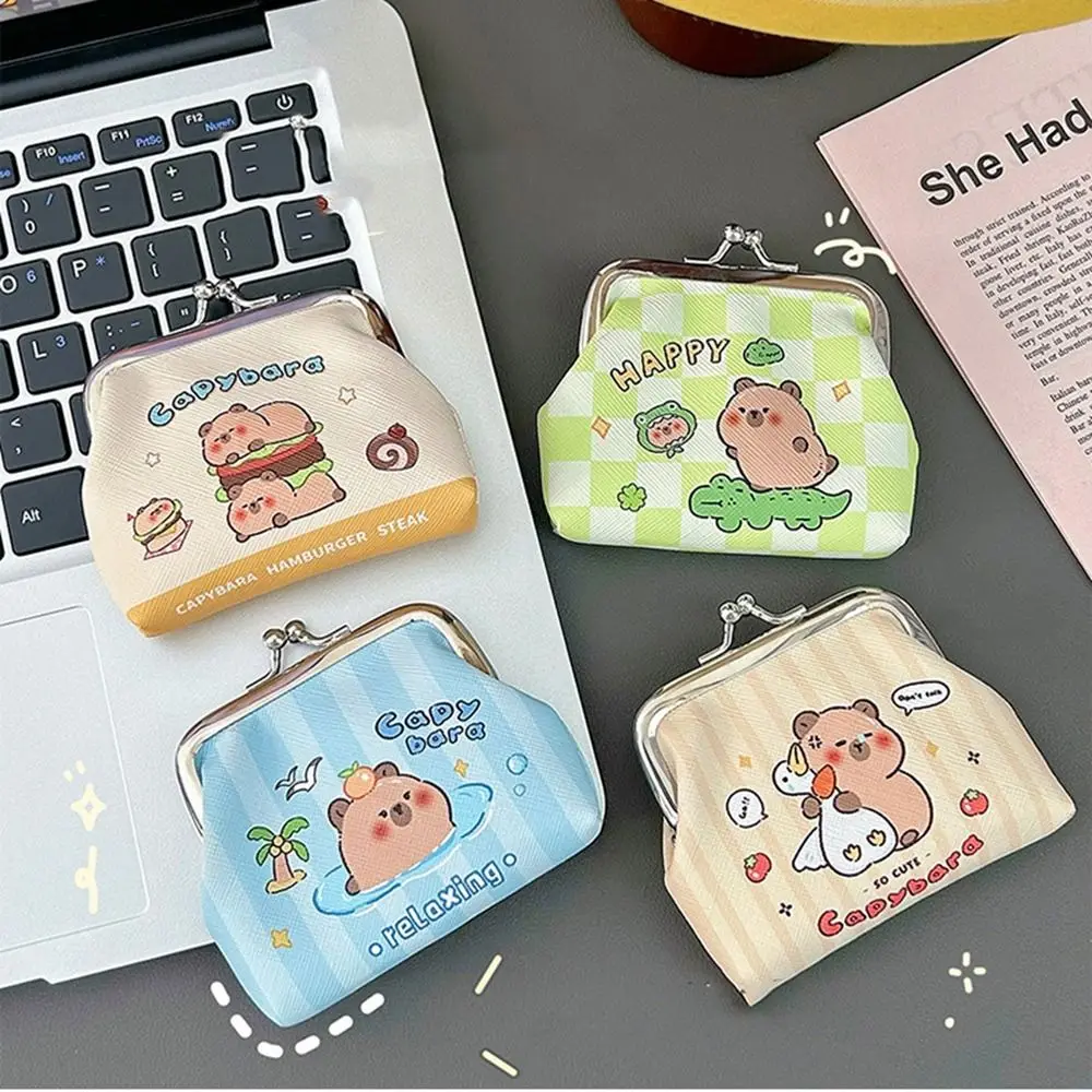 Portable Fashion Mini Capybara Coin Purse Cute Cartoon Wallet Korean Style PU Leather Lovely Animal Clutch Bag