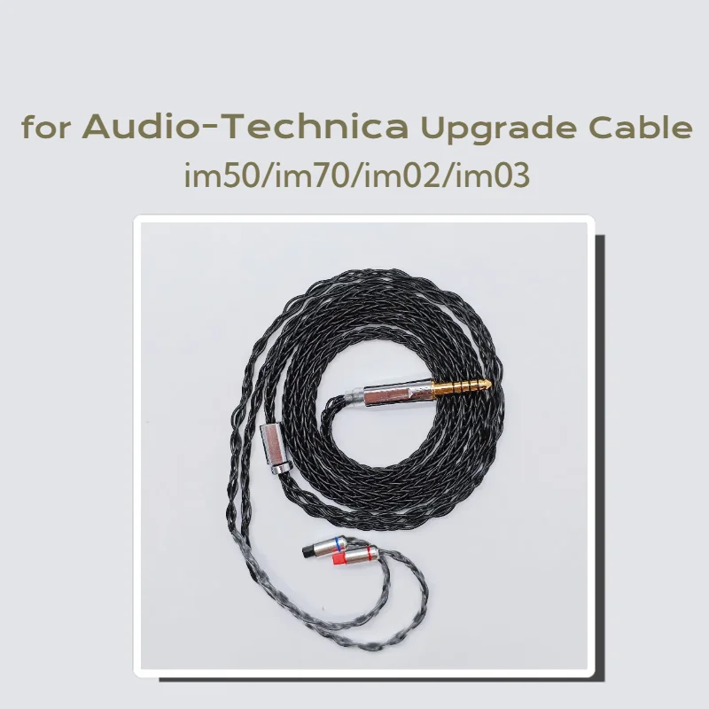 Per cuffie Audio-Technica IM50, IM70, IM02, IM03 Cavo di aggiornamento bilanciato da 4,4 mm a 8 nuclei placcato argento OCC da 2,5 mm con microfono