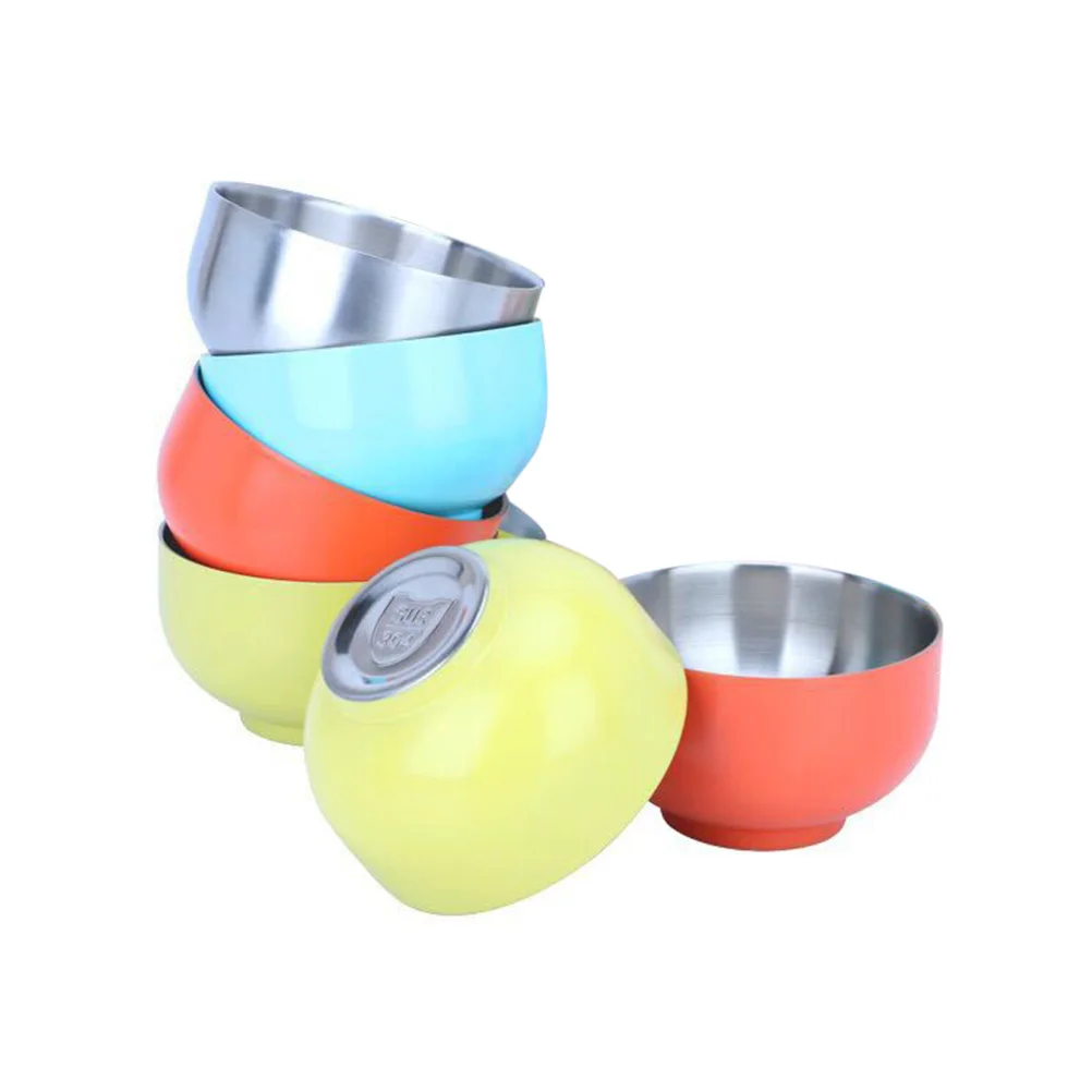 

Double Layer Thickened Stainless Steel 14Cm Anti-Scald Soup Snack Kids Feeding Bowl Rustproof Safe Waterproof Double Layer Bowl