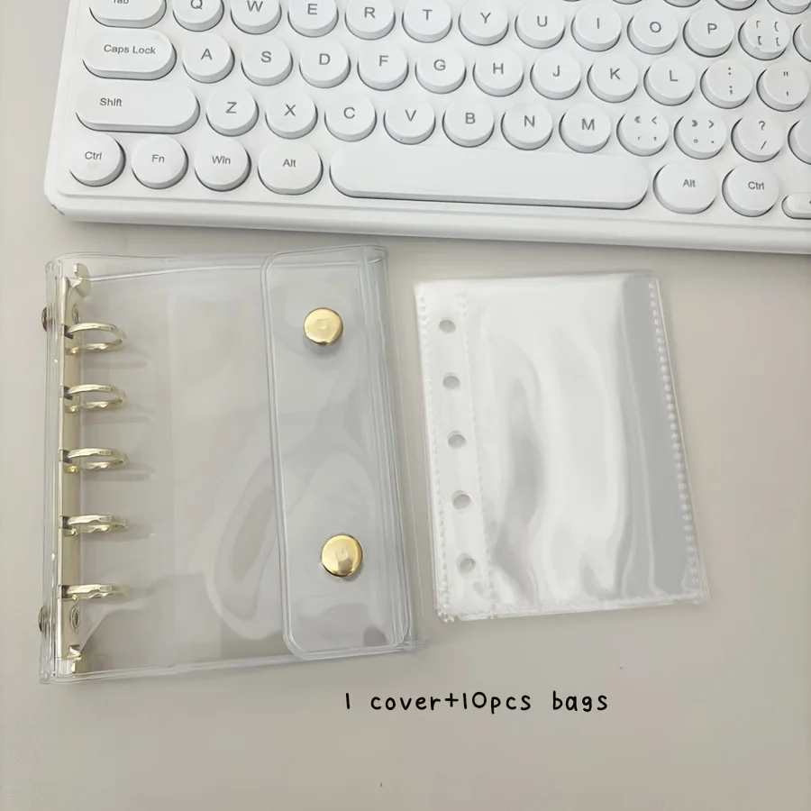 A7 Widening Double Button Transparent PVC Soft Cover Binder Cover Journal Sketchbook Accessories Diary Office Supplies