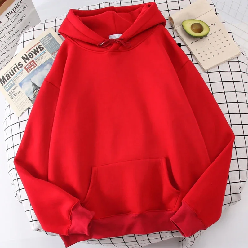 Casual Women's Solid Hoodie Comfortable Strecth Sweatshirts Loose Autumn Pocket Clothes Fashion Street Female Pullovers