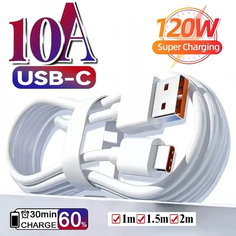 1/2/3 Stück 120W Kabel 10A Superschnelles Ladekabel USB auf Typ-C Kabel Hochgeschwindigkeits-Datenübertragung für iPhone Samsung Xiaomi Ladekabel
