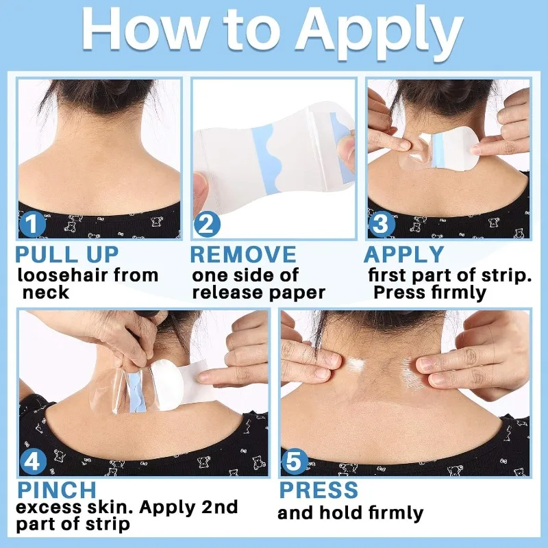 Invisible Neck Lift Tape Waterproof Breathable PU Film Anti Wrinkle Neck Firming Patches Skin Friendly Lifting Strips