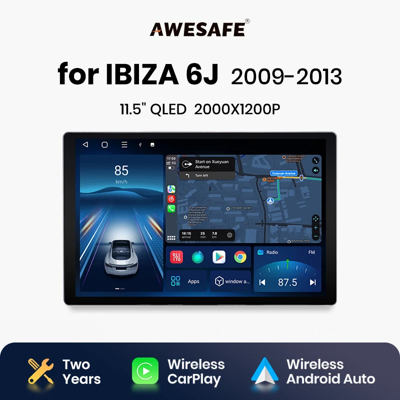 AWESAFE X7 PRO 11.5“ 2K AI Voice Wireless CarPlay Android Auto  for Seat Ibiza 6j 2009 2010-2013 Car Radio Multimedia autoradio