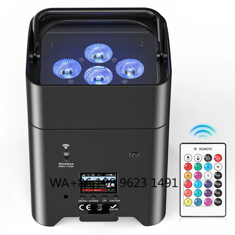 4Pcs 6X18W RGBWAUV 6in1 Battery LED Par Light Wireless Uplight with Bag DJ Wedding Club Stage Lighting
