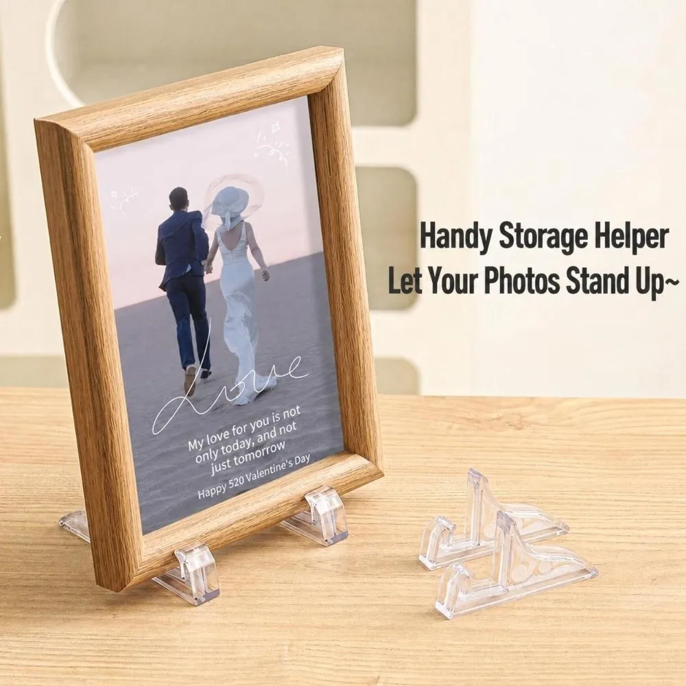 2Pcs Plastic Photo Frame Stand Clear/Black Multi-Purpose Plastic Display Stand Certificate Stand Mobile Phone Tabletop Display