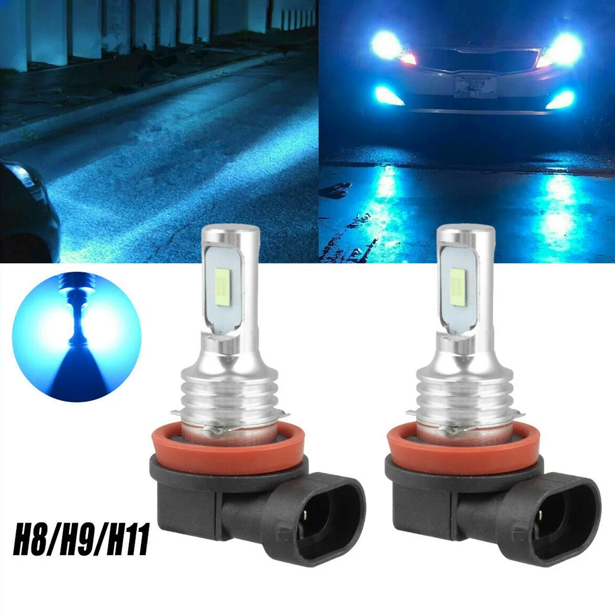 

Super Bright H8 H9 H11 LED Headlight Bulb Kit HIGH/LOW Beam Light 8000LM 8000K Ice Blue 80W