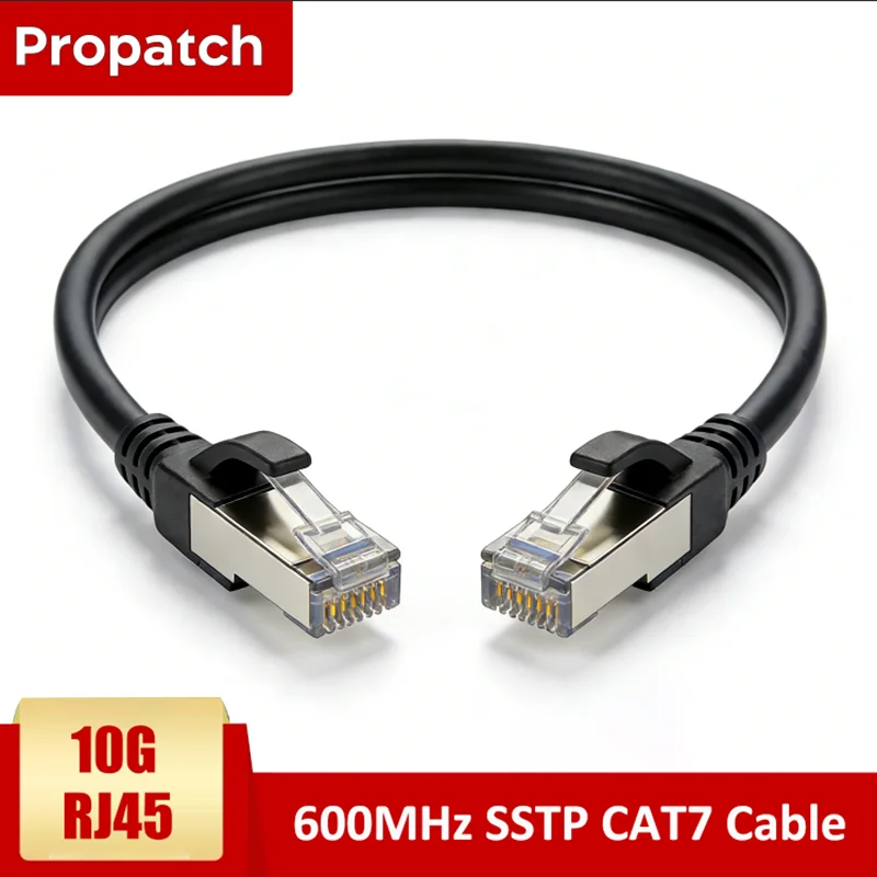 Propatch Cat7 Ethernet Cable  SSTP Shielded 10Gbps 600MHz RJ45 Patch Cord, High Speed Network Cable for Modem/Router/Gaming/PC