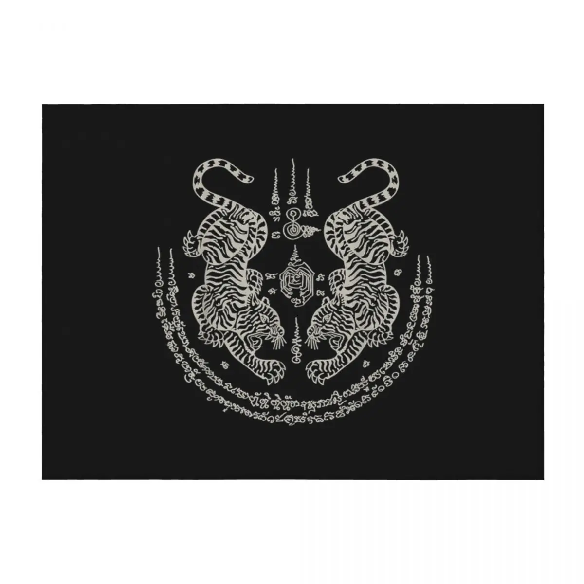 

Sak Yant Thai Tattoo Twin Tiger Muay Magical Thailand Gift Throw Blanket Multi-Purpose Summer Kid'S Furry Blankets