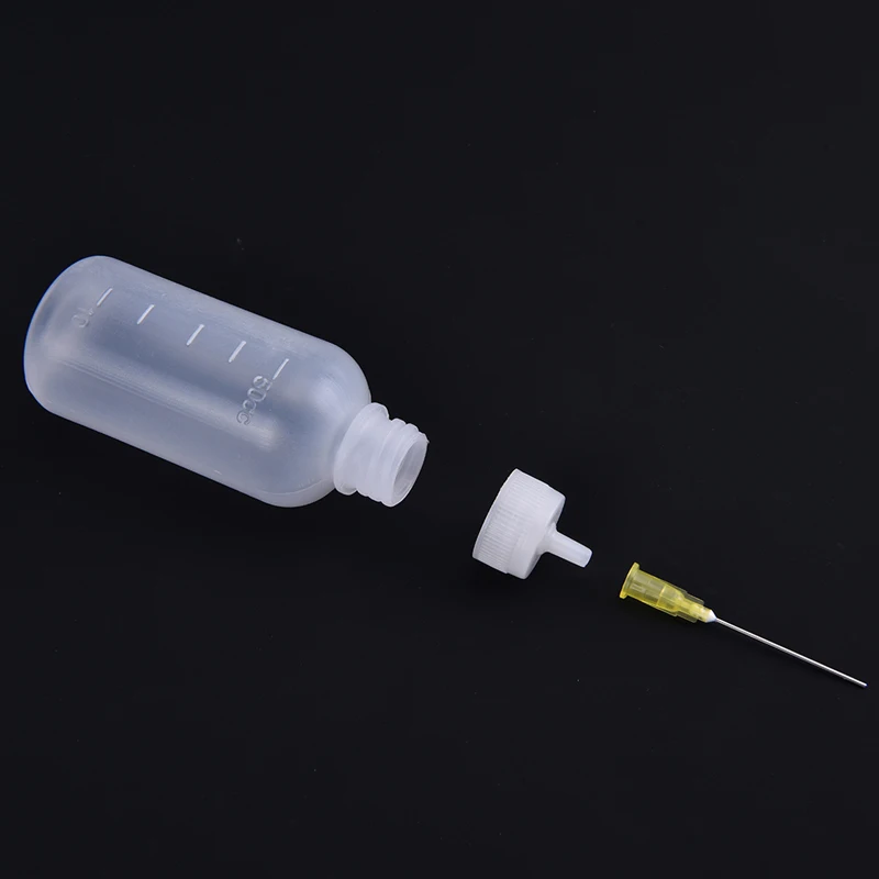ขวดจ่ายสารโพลีเอทิลีนใสขนาด 50 มล. 3 ชิ้น สำหรับใส่โรซิน ฟลักซ์บัดกรี + เข็มจ่าย 3 ชิ้น