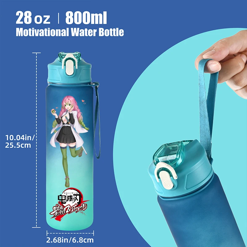 800ml Demon Slayer: Kimetsu No Yaiba Straw Water Cup Kamado Tanjiro Nezuko Cartoon Water Bottles BPA Free Drink Bottles Cup view 3