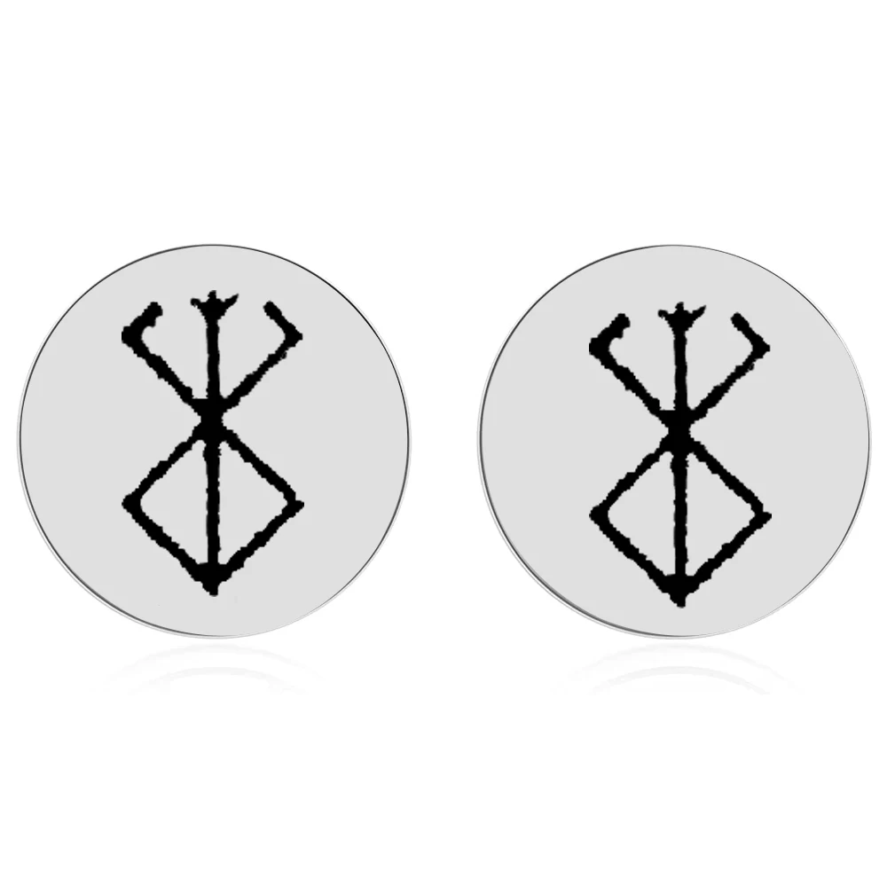 Japanese Anime Berserk Brand of Sacrifice Cross Earrings Black Swordsman Guts Stainless Steel Cosplay Jewelry Accessories Gifts