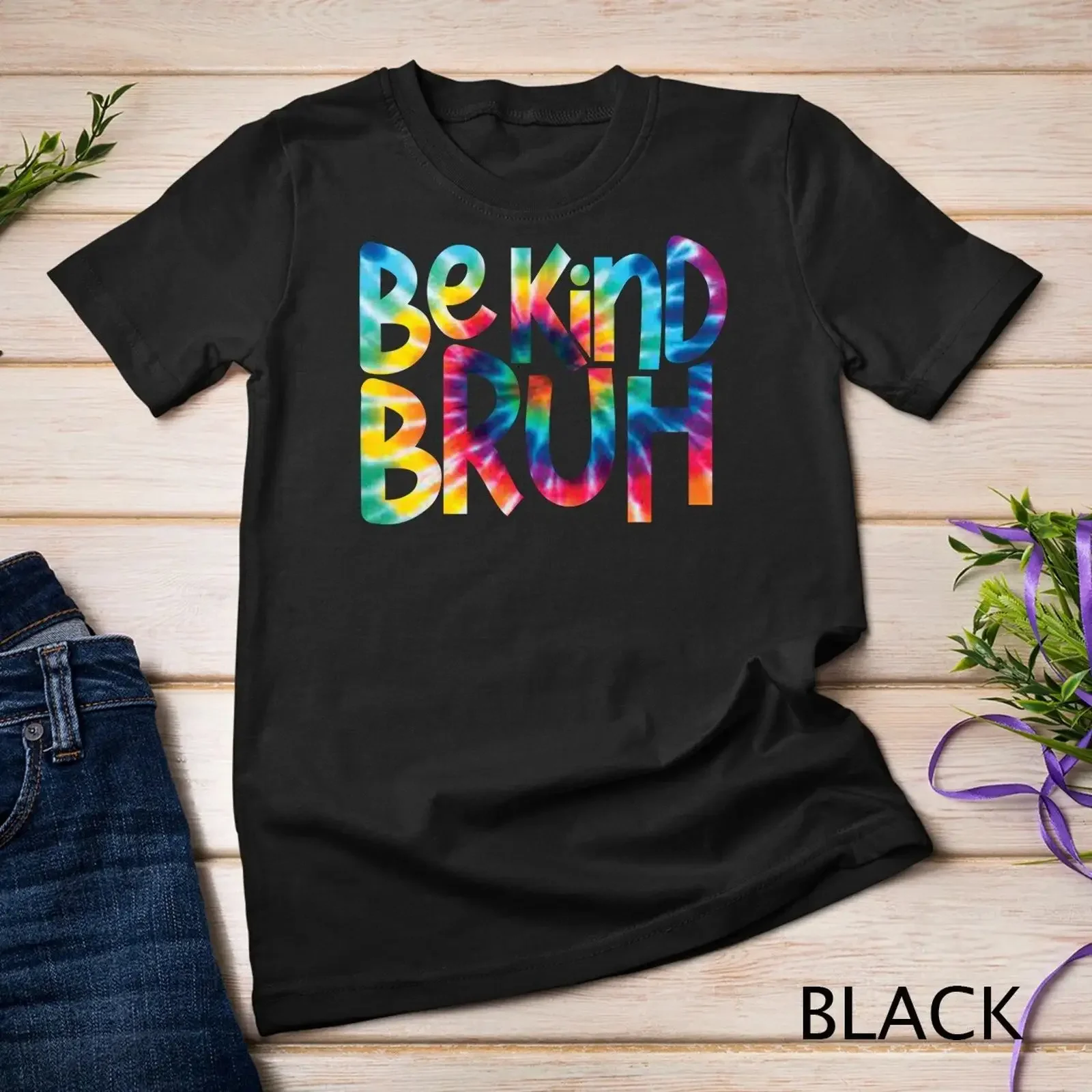 T-shirt Tie Dye Be Kind Bruh Anti-Bullying Kindness Orange Unity Day vintage délavé respirant graphique extensible doux légèrement extensible