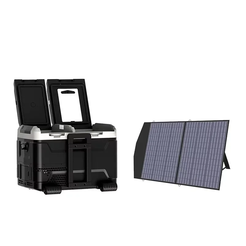 ثلاجة سيارة تعمل بالطاقة الشمسية 50 لترًا و12 فولت، ثلاجة بفريزر سيارة محمولة سعة 60 لترًا #2