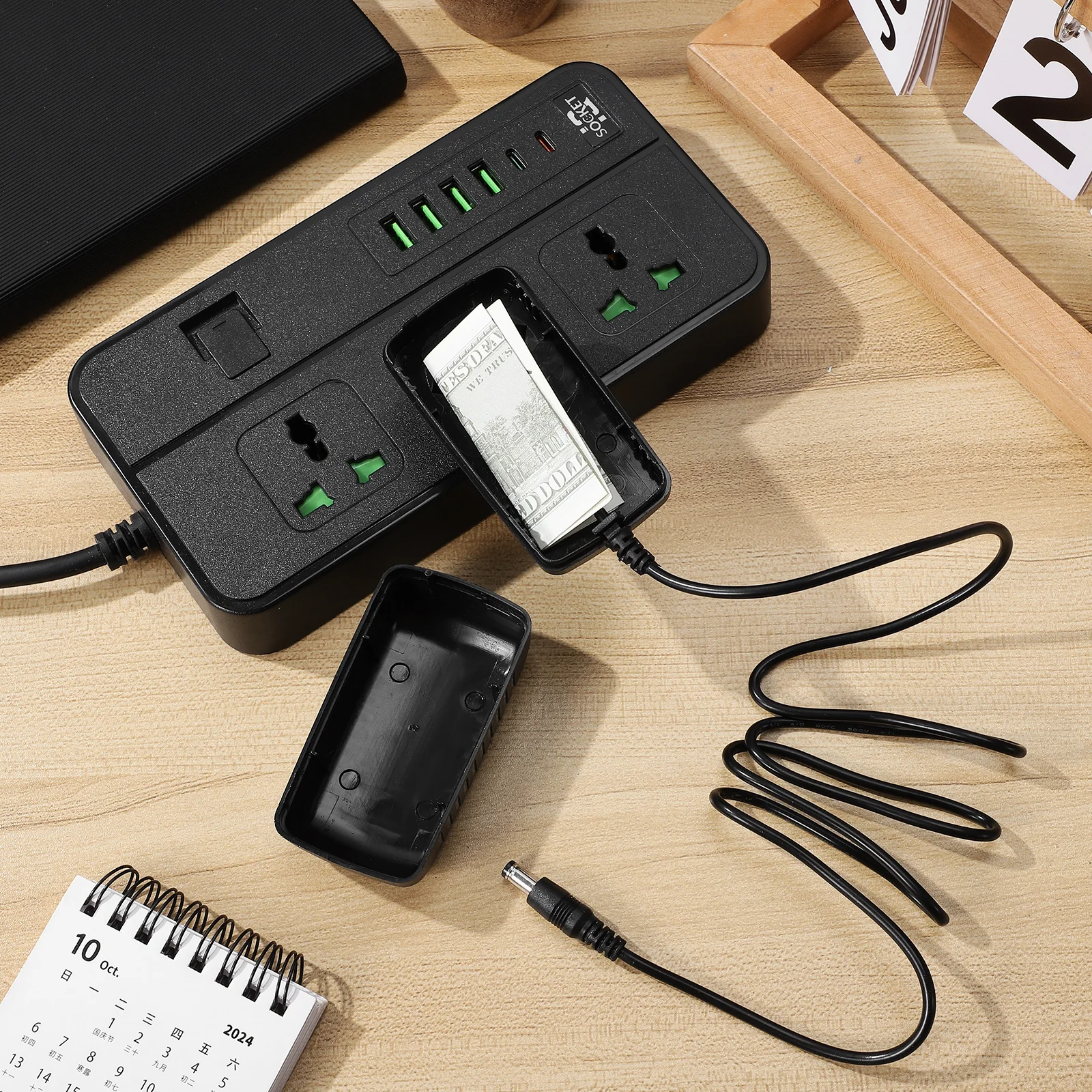 

Storage Box Charging Plug Hidden Compartments Disguised Containers Items Gadget Cash Organizer Money for