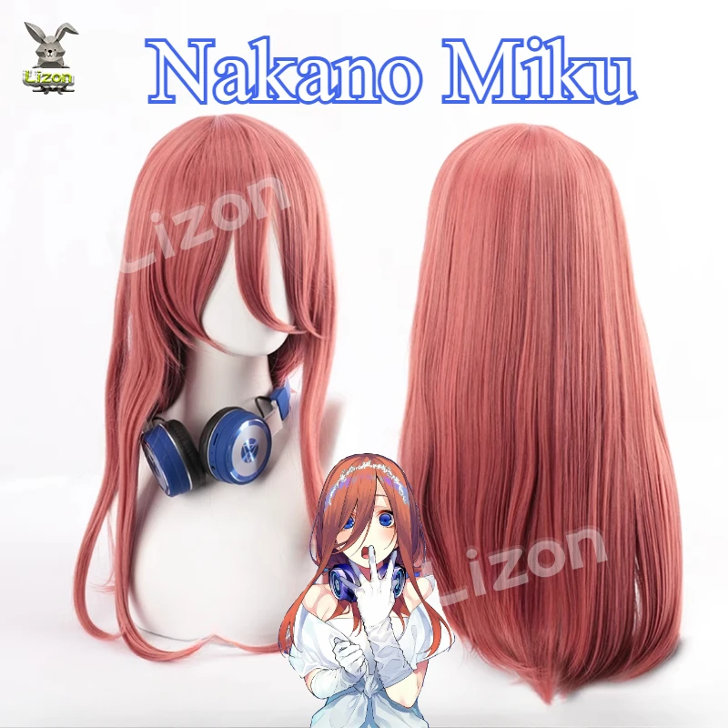 High Quality Gotoubun The Quintessential Quintuplets Nakano Miku Cosplay Wig 50cm Dark Pink Heat Resistant Cosplay Anime Wigs