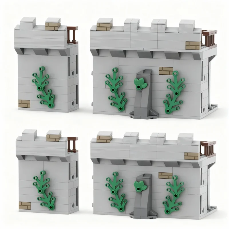 240pcs MOC Modular Castle Wall Basic Medieval Building Blocks Display Kit Expert Set Collectible Edition Toy Gift For Builders