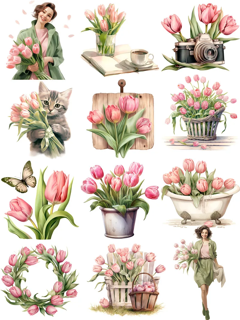 Tulip Spring Stickers Crafts And Scrapbooking stickers kids toys book Decorative sticker DIY Stationery