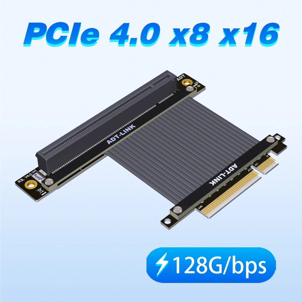 

PCIE x8 Extension Cable Adapter x16 PCI-e 4.0 Riser 1U2U 8x To 16x GTX1080Ti RTX3060 Graphics Card ETH Mining Extender