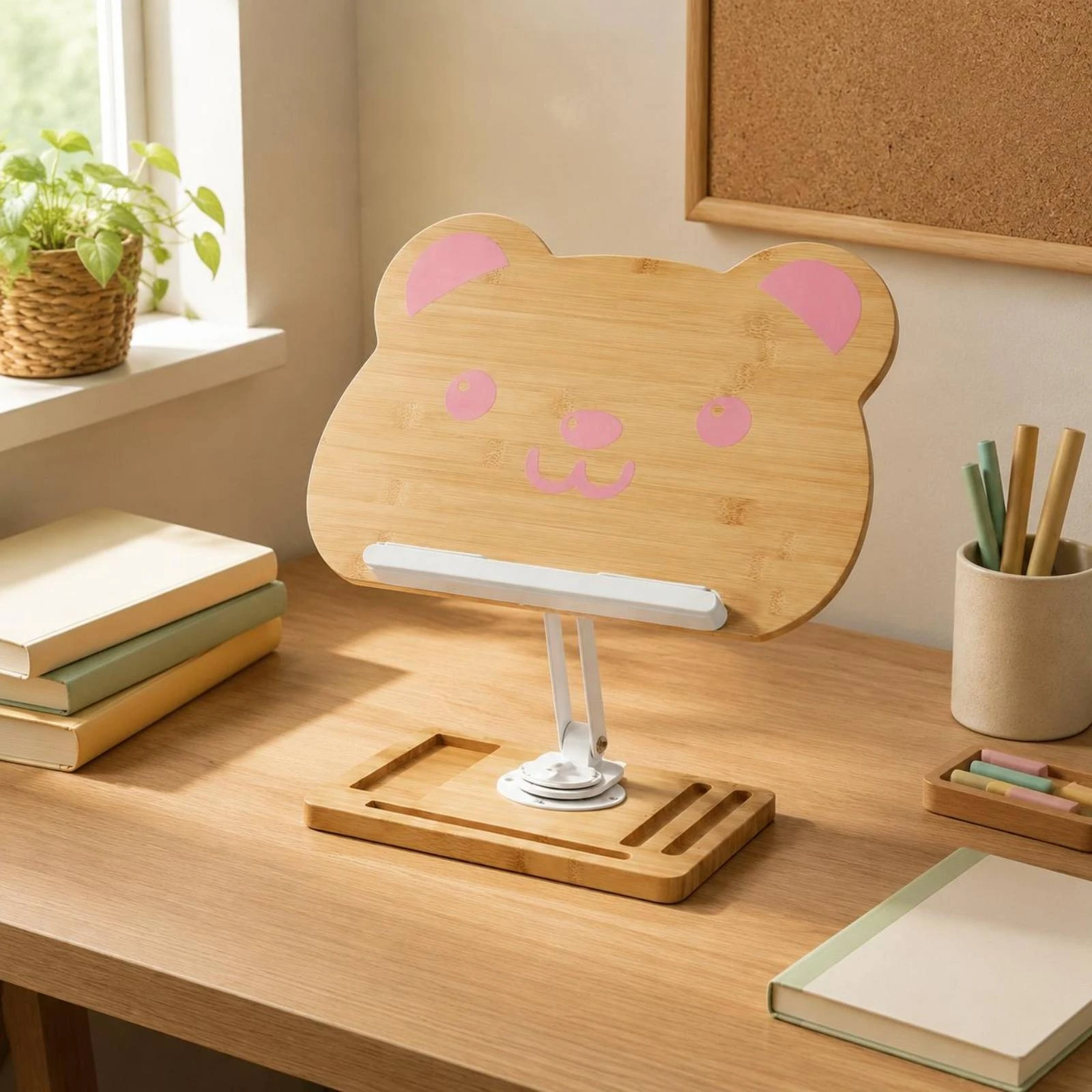 Bamboo Book Stand Multi-Function Adjustable Book Stand Study Accessory Handsunrestricted Ergonomic for Elementary Students