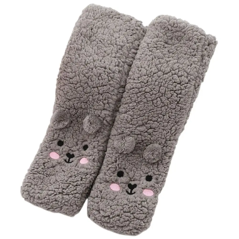 Cute Embroidery Winter Floor Socks Cartoon Thick Thermal Socks Winter Anti Slip Animal Graphic Socks Winter
