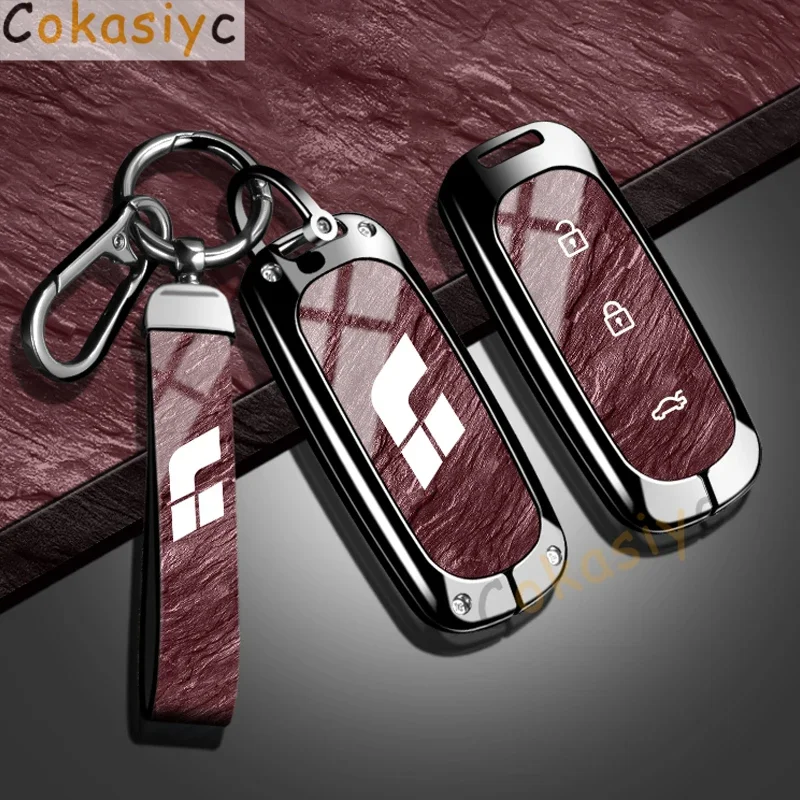 New Fashion Car Key Case Cover For Lixiang ONE L7 L8 L9 2022 2023 Zinc Alloy Stone Pattern TPU Protector Keychain Accessories