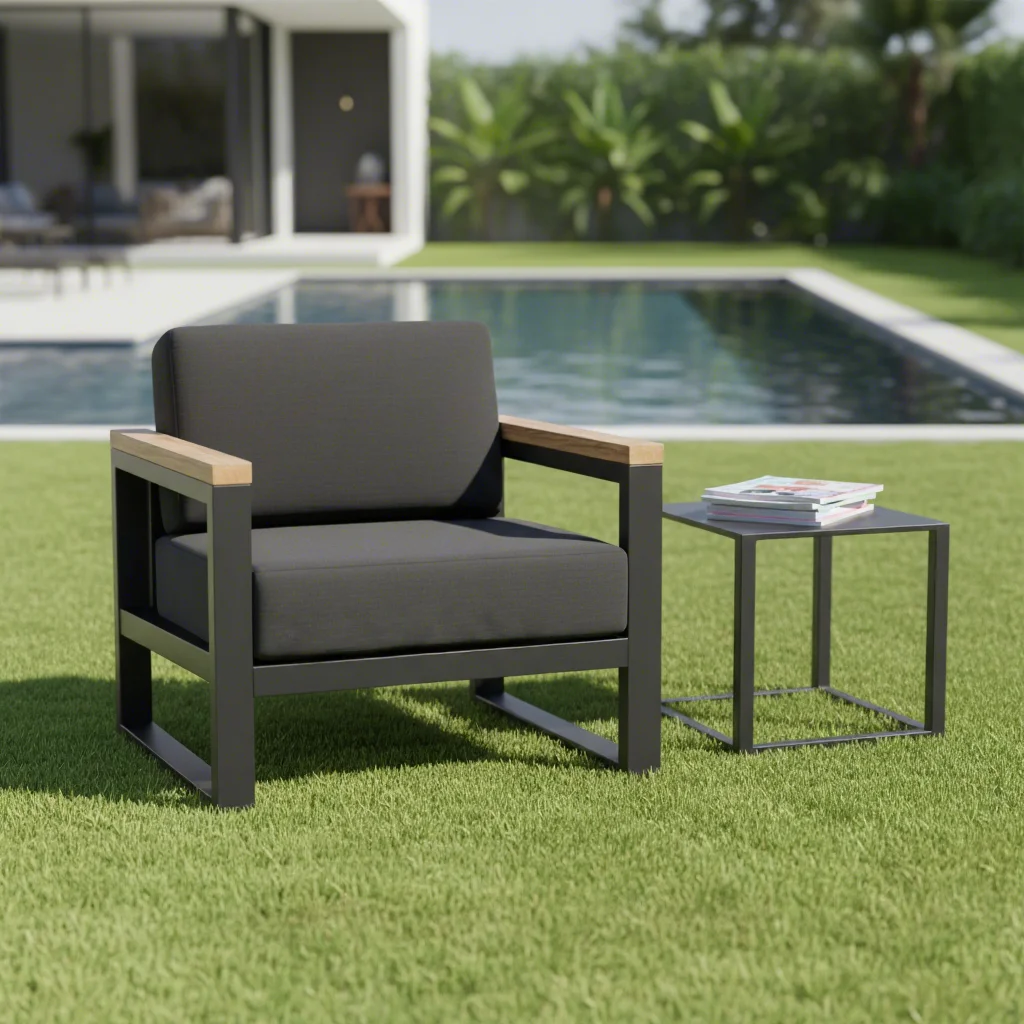 Modern Luxury Aluminum Patio Garden Furniture Durable Metal Outdoor Furniture Dining Set with Rope for Hotel Villa Park