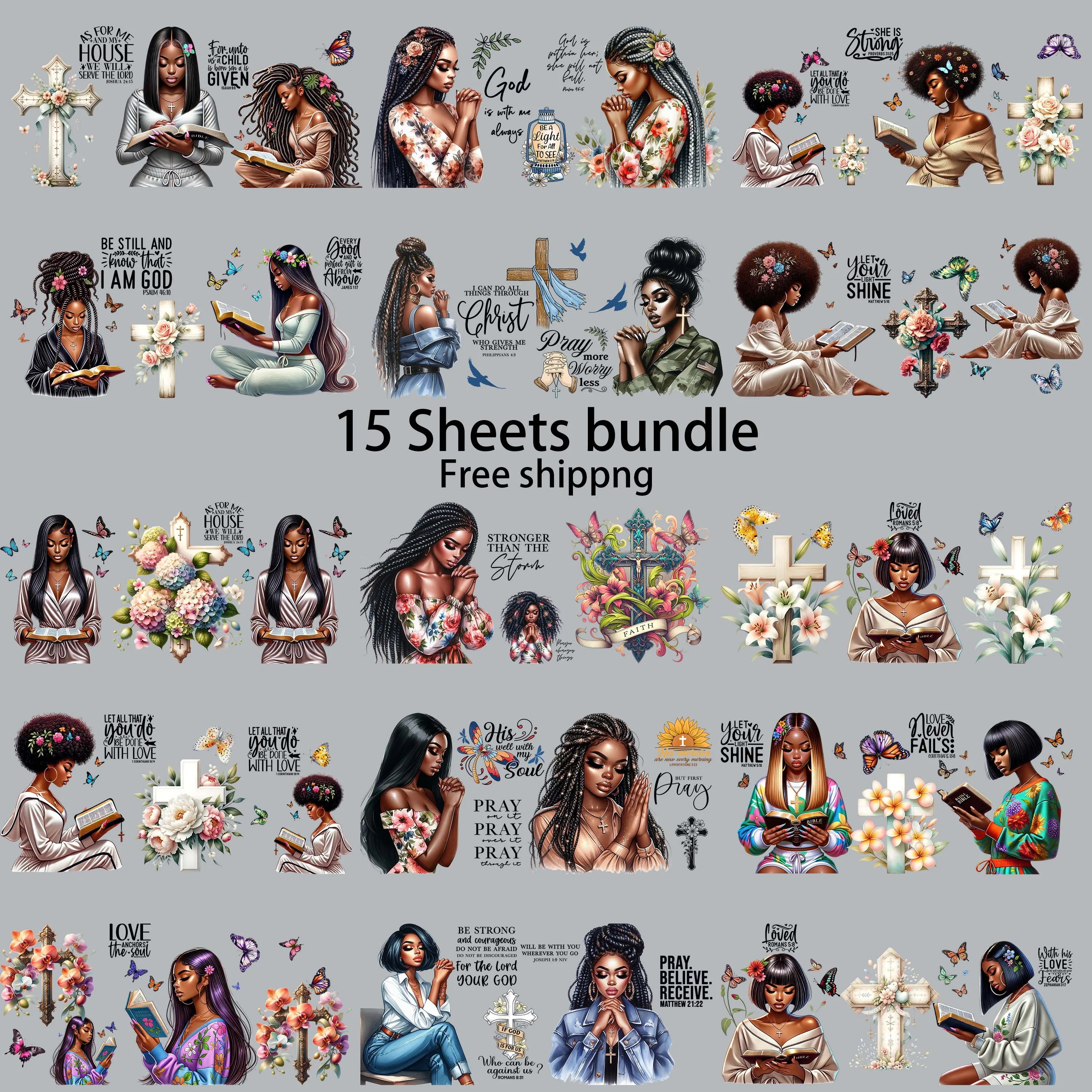 15pcs Fashion Girls Power 16oz UV DTF Sticker Waterproof Party DIY Decals 3D transfers uvdtf tumbler stickers uv dtf cup wrap