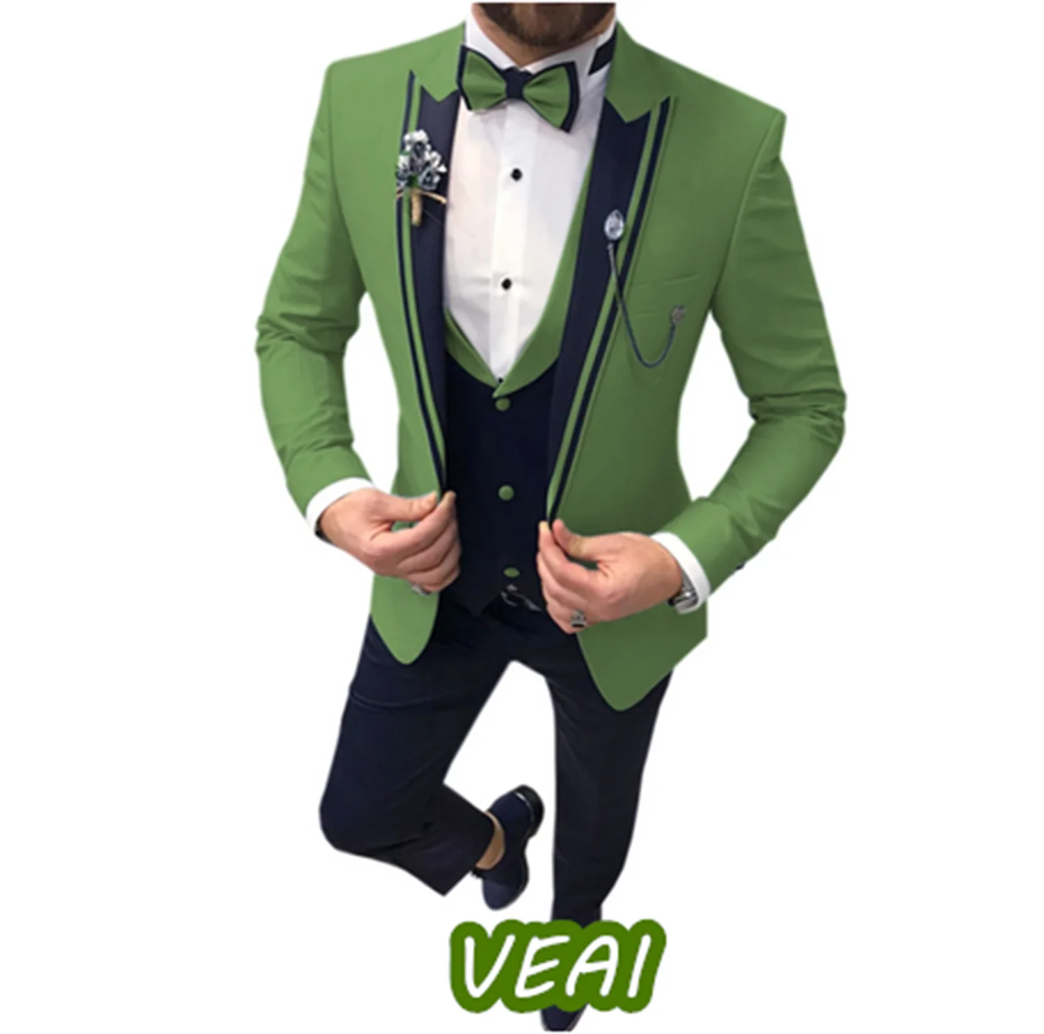 

Customized Men's Three-piece Slim Lapel Single Button Party Dress Customized Color Size XS S 4XL 5XL