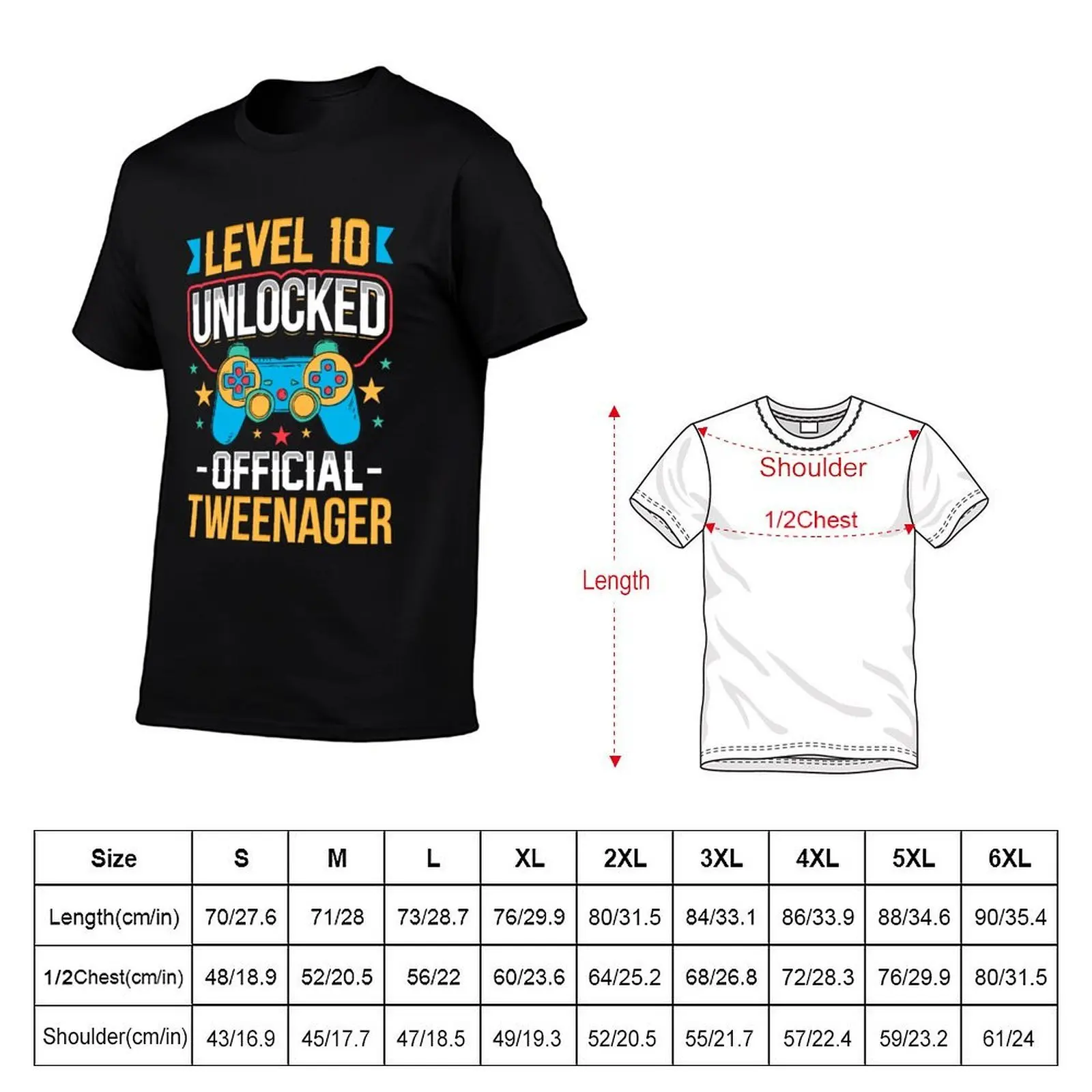 Level 10 Unlocked Official Tweenager 10th Birthday T-Shirt man clothes heavyweights funny t shirts for men